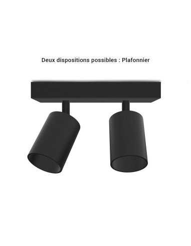 Applique orientable 2 spots noire GU10 x2