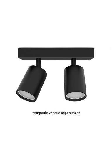 Applique orientable 2 spots noire GU10 x2