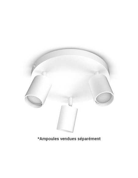 Applique orientable 3 spots blanche GU10 x3