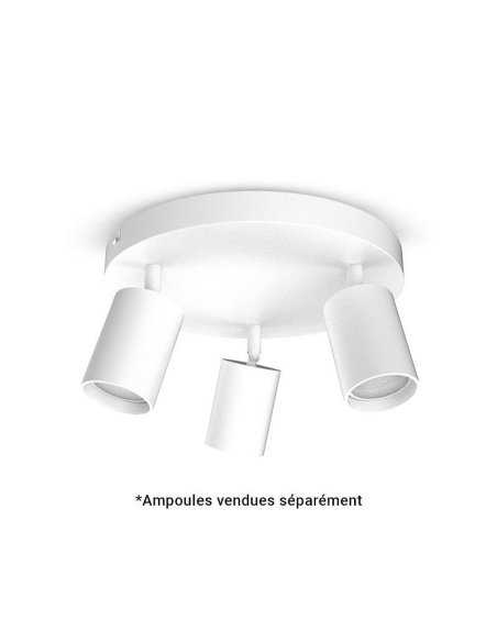 Applique orientable 3 spots blanche GU10 x3