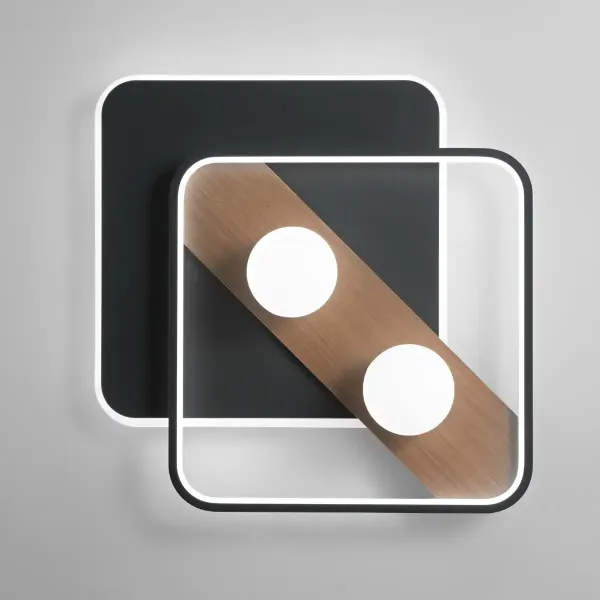 Plafonnier LED Noir Design 40W 4540lm 3CCT 500x400mm IP20 vue de face