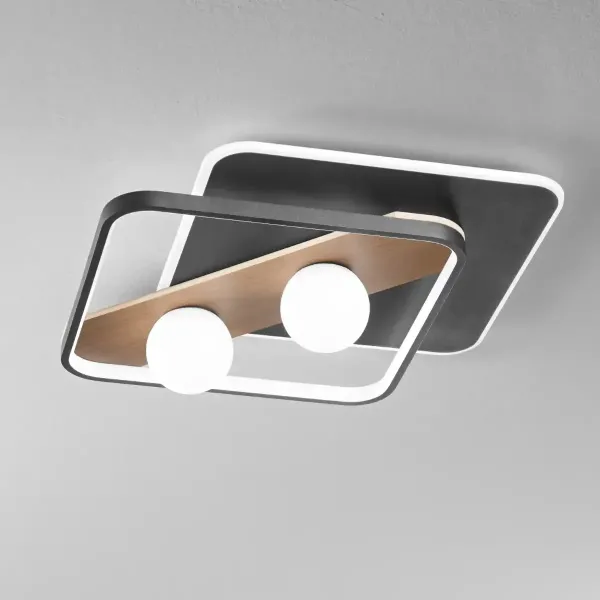 Plafonnier pour salon LED Noir Design 40W 4540lm 3CCT 500x400mm IP20