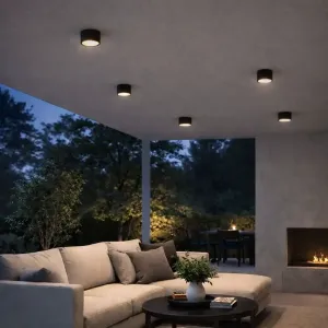 Support de Spot saillie extérieur GX53 82mm sous une terrasse au dessus d'un canapé