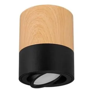 Support de Spot Orientable Saillie bois et noir style scandinave au dessus d'un canapé dans un salon avec ampoule GU10 2