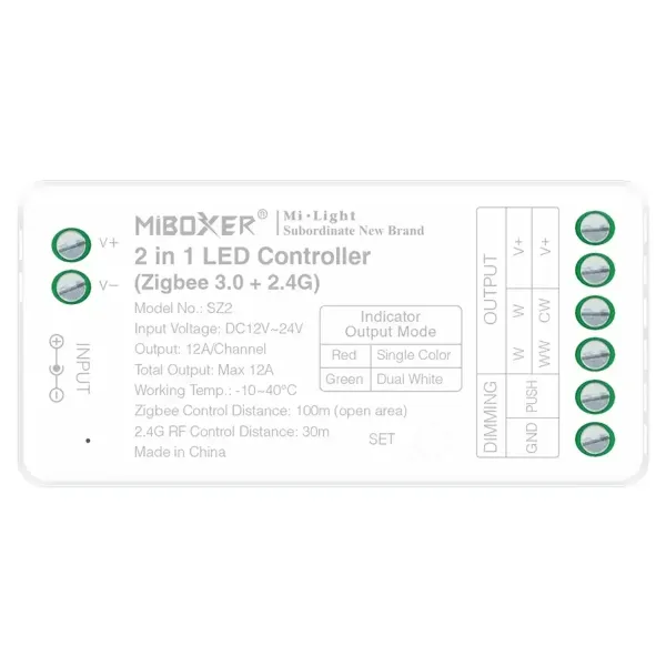 Contrôleur LED 2 en 1 (Zigbee 3.0 + 2.4G)