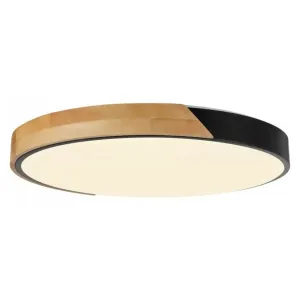 Plafonnier LED Noir/Effet Bois 48W 3600lm 3CCT IP20 Ø395mm + Télécommande