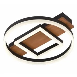 Plafonnier Design Dimmable Noir/Effet Bois 46W 3CCT IP20 + Télécommande