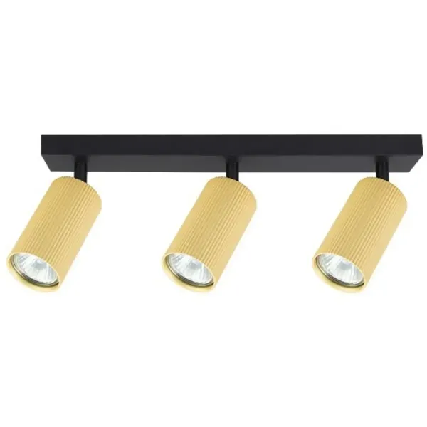 Support de Spot Orientable Noir + Or Strillé GU10 x 3
