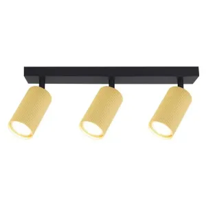 Support de Spot Orientable Noir + Or Strillé GU10 x 3