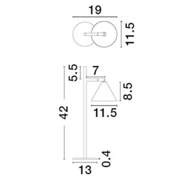 Lampe à Poser CONICO Noir et Or - Design Nova Luce