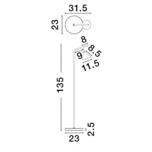 Lampadaire Design CONICO Noir et Or - Nova Luce