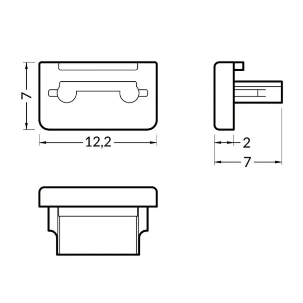 Plan en coupe de terminaison pour Profilé LED Fin8