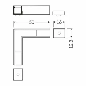 Plan coupe avec dimensions de l'angle pour profile fin10 techled