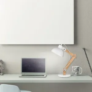 Lampe de Table LILA Nova Luce - Design Scandinave Bois & Métal (Blanc ou Noir)