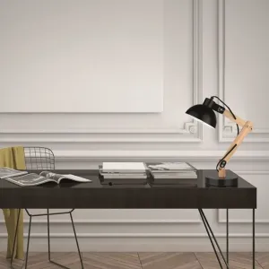 Lampe de Table LILA Nova Luce - Design Scandinave Bois & Métal (Blanc ou Noir)