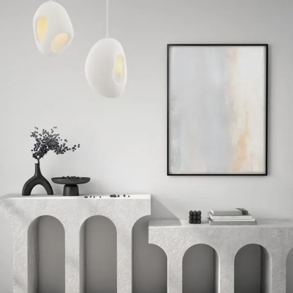 Suspension TEMPUS Nova Luce - Design Résine & Polyuréthane blanc et brun