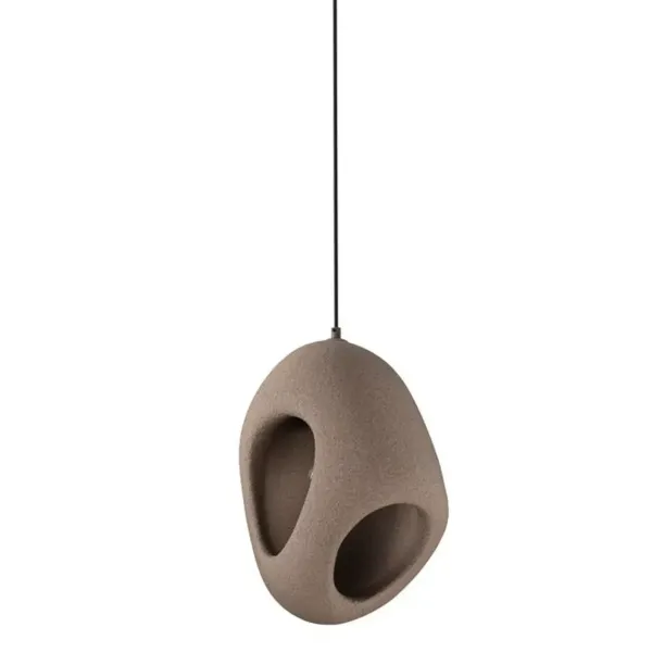 Suspension TEMPUS Nova Luce - Design Résine & Polyuréthane blanc et brun