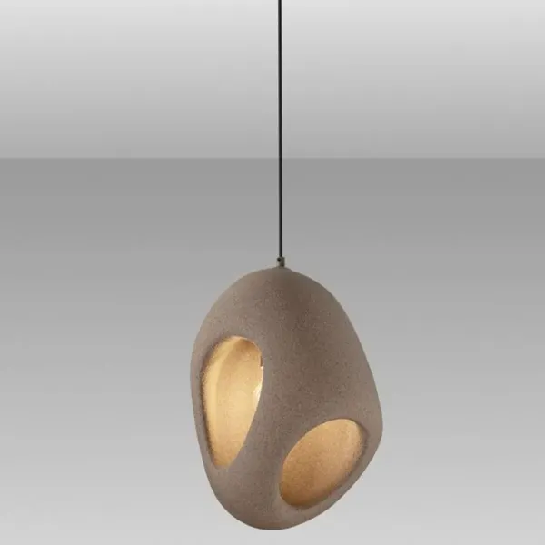 Suspension TEMPUS Nova Luce - Design Résine & Polyuréthane blanc et brun