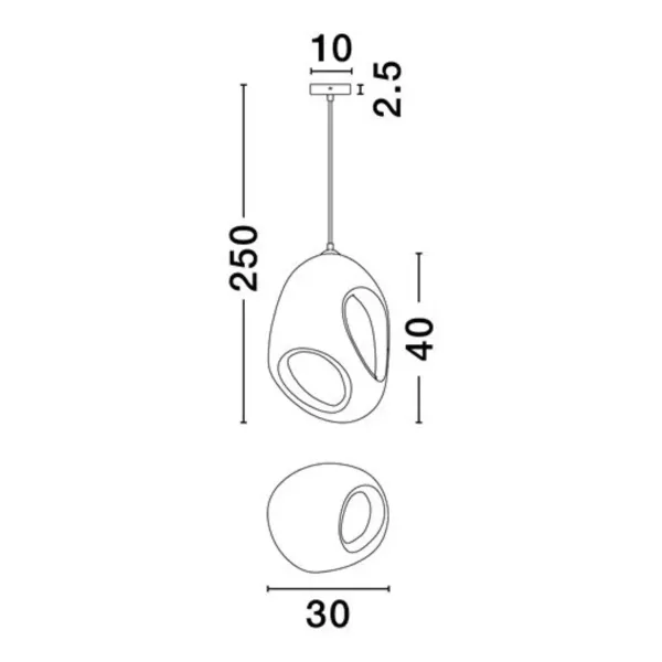 Suspension TEMPUS Nova Luce - Design Résine & Polyuréthane blanc et brun