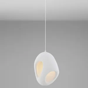 Suspension TEMPUS Nova Luce - Design Résine & Polyuréthane blanc et brun