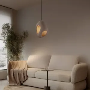 Suspension TEMPUS Nova Luce - Design Résine & Polyuréthane blanc et brun