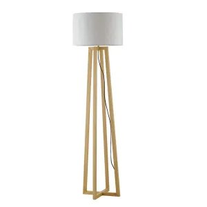 Lampadaire Scandinave Berry Bois Naturel & Tissu | 165cm