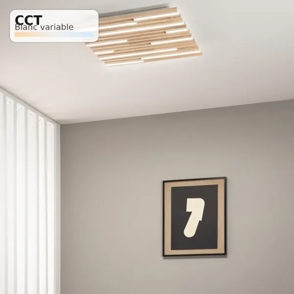 Plafoniera LED KUMA Carrée Bois 40W CCT 50x50 | Fan Europe