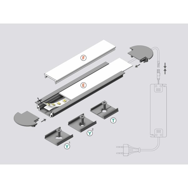 Profile LED Rainure14 ALU Anodisé 1000mm