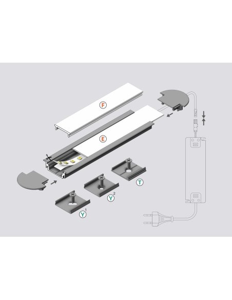 Profile LED Rainure14 ALU Anodisé 2000mm