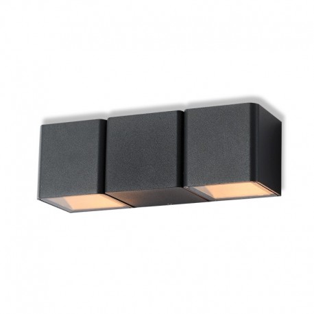 Applique murale LED 2 x 3W - Rectangle - Gris Anthracite - 4000°K - IP54