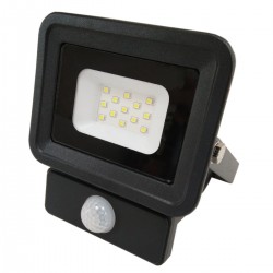 PROJECTEUR LED Plat Noir 230 V 10 WATT IP65 6000°K + Détecteur