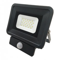 PROJECTEUR LED Plat Noir 230 V 20 WATT IP65 6000°K + Détecteur - Fin de série - Ni repris Ni échangé