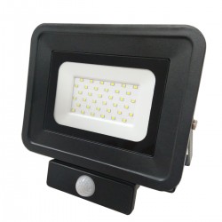 PROJECTEUR LED Plat Noir 230 V 30 WATT IP65 2700°K + Détecteur